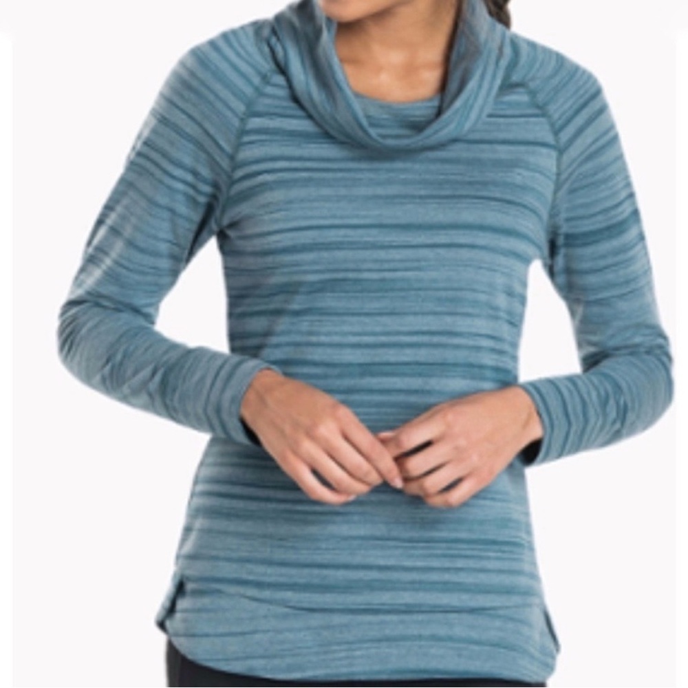 Kühl Teal Striped Cowl Neck Sweatshirt Medium